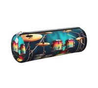 GaxfjRu Cool Drums Ensemble de stylos à bille et étui à crayons en cuir avec fermeture éclair Motif grain doux