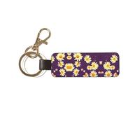 GaxfjRu Daisy Purple Flowers Porte-clés en cuir synthétique de qualité supérieure avec motifs uniques - Porte-clés durable pour clés de voiture - Cadeau idéal pour les hommes - Blanc
