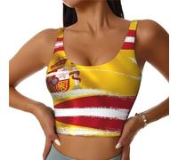 GaxfjRu Débardeurs d'entraînement avec drapeau de l'Espagne pour femme - Soutien-gorge de sport pour femme Soutien élevé avec soutiens-gorge intégrés et confort, Noir , L