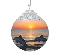 GaxfjRu Décoration de Noël avec dauphins au coucher du soleil - Décoration d'intérieur - Pendentif à suspendre pour sapin de Noël