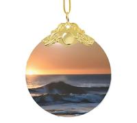 GaxfjRu Décoration de Noël pour la maison - Motif derniers rayons du soleil sur les vagues de la mer, taille unique