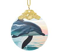 GaxfjRu Décoration d'intérieur en forme de dauphin mignon sautant pour la maison, pendentif à suspendre pour sapin de Noël, taille unique