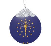 GaxfjRu Décorations de Noël avec drapeau de l'État de l'Indiana, décoration d'intérieur, pendentif à suspendre pour sapin de Noël, taille unique