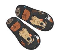GaxfjRu Dog Corgi Chaussons d'hiver en peluche pour l'intérieur Unisexe