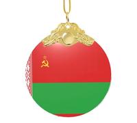 GaxfjRu Drapeau de la Biélorussie Décorations de Noël Décorations de Noël Ornements Suspendu Arbre de Noël Pendentif Cadeau pour la joie des Fêtes, taille unique