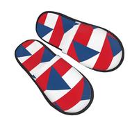 GaxfjRu Drapeau de la République tchèque Chaussons d'hiver en peluche pour l'intérieur, chaussons doux et chauds pour invités et confort à la maison Unisexe, noir, 5