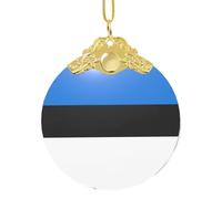 GaxfjRu Drapeau de l'Estonie Décorations de Noël Décorations de Noël Ornements Suspendu Arbre de Noël Pendentif Cadeau pour la joie des Fêtes, taille unique