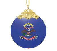GaxfjRu Drapeau de l'État du Dakota du Nord - Décorations de Noël - Ornements de décoration d'intérieur à suspendre pour arbre de Noël - Pendentif pour Noël, taille unique