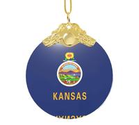 GaxfjRu Drapeau de l'État du Kansas - Décorations de Noël - Ornements de décoration d'intérieur à suspendre pour sapin de Noël - Pendentif pour les fêtes, taille unique