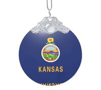 GaxfjRu Drapeau de l'État du Kansas - Décorations de Noël - Ornements de décoration d'intérieur à suspendre pour sapin de Noël - Pendentif pour les fêtes, taille unique