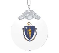 GaxfjRu Drapeau de l'État du Massachusetts - Décorations de Noël - Ornements de décoration d'intérieur à suspendre pour sapin de Noël - Pendentif pour les fêtes, taille unique