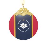 GaxfjRu Drapeau de l'État du Mississippi - Décorations de Noël - Ornements de décoration d'intérieur à suspendre pour arbre de Noël - Pendentif pour Noël, taille unique