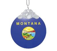 GaxfjRu Drapeau de l'État du Montana - Décorations de Noël - Décoration d'intérieur - Pendentif à suspendre pour sapin de Noël, taille unique