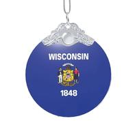 GaxfjRu Drapeau de l'État du Wisconsin - Décorations de Noël - Décoration d'intérieur - Pendentif à suspendre pour sapin de Noël, taille unique