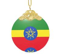 GaxfjRu Drapeau de l'Éthiopie Décorations de Noël Décorations de Noël Ornements Suspendu Arbre de Noël Pendentif Cadeau pour les Fêtes, taille unique