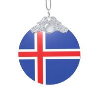 GaxfjRu Drapeau de l'Islande Décorations de Noël Décorations de Noël Ornements Suspendu Arbre de Noël Pendentif Cadeau pour la joie des Fêtes, taille unique