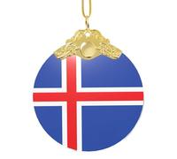 GaxfjRu Drapeau de l'Islande Décorations de Noël Décorations de Noël Ornements Suspendu Arbre de Noël Pendentif Cadeau pour la joie des Fêtes, taille unique