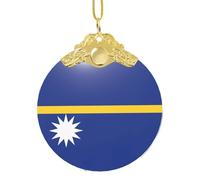 GaxfjRu Drapeau de Nauru Décorations de Noël Décorations de Noël Ornements, Pendentif Arbre de Noël à Suspendre Cadeau pour la joie des Fêtes, taille unique