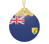 GaxfjRu Drapeau des îles Turques et Caïques Décorations de Noël Décorations de Noël Ornements, Pendentif Arbre de Noël à Suspendre pour la joie des Fêtes, taille unique