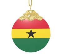 GaxfjRu Drapeau du Ghana Décorations de Noël Décorations de Noël Ornements, Pendentif Arbre de Noël à Suspendre Cadeau pour la joie des Fêtes, taille unique