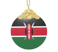 GaxfjRu Drapeau du Kenya Décorations de Noël Décorations de Noël Ornements, Pendentif Arbre de Noël à Suspendre Cadeau pour la joie des Fêtes, taille unique