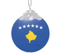 GaxfjRu Drapeau du Kosovo Décorations de Noël Décorations de Noël Ornements Suspendu Arbre de Noël Pendentif Cadeau pour la joie des Fêtes, taille unique