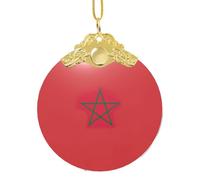 GaxfjRu Drapeau du Maroc Décorations de Noël Décorations de Noël Ornements Suspendu Arbre de Noël Pendentif Cadeau pour les Fêtes, taille unique