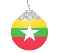 GaxfjRu Drapeau du Myanmar Décorations de Noël Décorations de Noël Ornements, Pendentif Arbre de Noël à Suspendre Cadeau pour la joie des Fêtes, taille unique