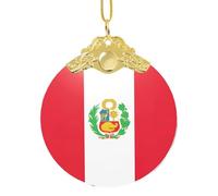 GaxfjRu Drapeau du Pérou Décorations de Noël Décorations de Noël Ornements Suspendu Arbre de Noël Pendentif Cadeau pour la joie des Fêtes, taille unique