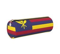 GaxfjRu Drapeau du Royaume d'Hawaï Trousse Ronde Simili Cuir Rangement pour Stylos, Crayons, Marqueurs, Petites Fournitures Fermeture Éclair Métal avec Cuir, doré, Taille unique, Porte-cartes