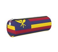 GaxfjRu Drapeau du Royaume d'Hawaï Trousse Ronde Simili Cuir Rangement pour Stylos, Crayons, Marqueurs, Petites Fournitures Fermeture Éclair Métal avec Cuir, Argenté., Taille unique, Porte-cartes