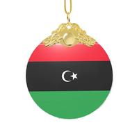 GaxfjRu Drapeau libyen Décorations de Noël Décoration de la maison Ornements, Pendentif de sapin de Noël à suspendre pour la joie des fêtes, taille unique
