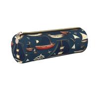 GaxfjRu Étui à stylo plume en cuir avec fermeture éclair Motif pirate nautique et voile