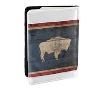 GaxfjRu Étui de passeport en cuir avec imprimé carte de l'État du Wyoming - Étanche - Pour homme et femme, Noir , Taille unique