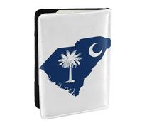 GaxfjRu Étui de passeport en cuir avec imprimé carte du drapeau de la Caroline du Sud - Étanche - Pour homme et femme, Noir , Taille unique
