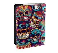 GaxfjRu Étui de passeport en cuir imprimé crânes en sucre imperméable pour homme et femme, Noir , Taille unique