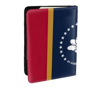 GaxfjRu Étui de passeport en cuir imprimé drapeau de l'État du Mississippi - Étanche - Pour homme et femme, Noir , Taille unique