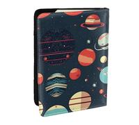 GaxfjRu Étui de passeport en cuir imprimé planète spatiale - Étanche - Pour homme et femme, Noir , Taille unique