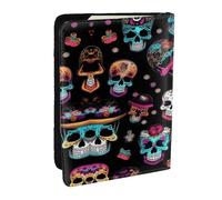 GaxfjRu Étui de passeport en cuir imprimé Sugar and Skulls - Étanche - Pour homme et femme, Noir , Taille unique