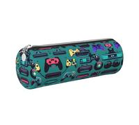 GaxfjRu Étui en cuir avec fermeture éclair et motif manette de jeu pour stylos à bille et crayons Grain doux
