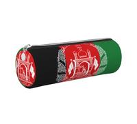 GaxfjRu Étui en cuir avec fermeture éclair Motif drapeau de l'Afghanistan Pour stylos à bille et crayons Grain doux