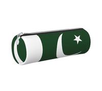 GaxfjRu Étui en cuir avec fermeture éclair Motif drapeau du Pakistan Pour stylos à bille et crayons Grain doux