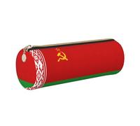 GaxfjRu Étui en cuir avec fermeture éclair pour stylos à bille et crayons Motif drapeau de la Biélorussie Grain doux