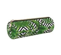 GaxfjRu Étui en cuir avec fermeture éclair pour stylos à bille et crayons Motif feuilles de palmier Vert