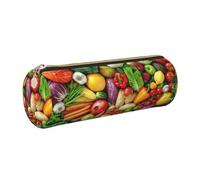 GaxfjRu Étui en cuir avec fermeture éclair pour stylos à bille et crayons Motif fruits et légumes frais