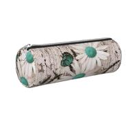 GaxfjRu Étui en cuir avec fermeture éclair pour stylos à bille et crayons Motif marguerites