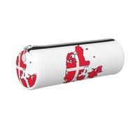 GaxfjRu Étui en cuir avec fermeture éclair pour stylos à bille, roller et crayons Motif carte du Danemark Grain doux