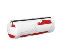 GaxfjRu Étui en cuir avec fermeture éclair pour stylos à bille, roller et crayons Motif carte du drapeau autrichien Grain doux