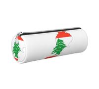 GaxfjRu Étui en cuir avec fermeture éclair pour stylos à bille, roller et crayons Motif carte du Liban