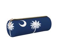 GaxfjRu Étui en cuir avec fermeture éclair pour stylos à bille, roller et crayons Motif drapeau de la Caroline du Sud